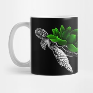 Detailed Sea Turtle with Neon Lotus Flower as Shell Mug